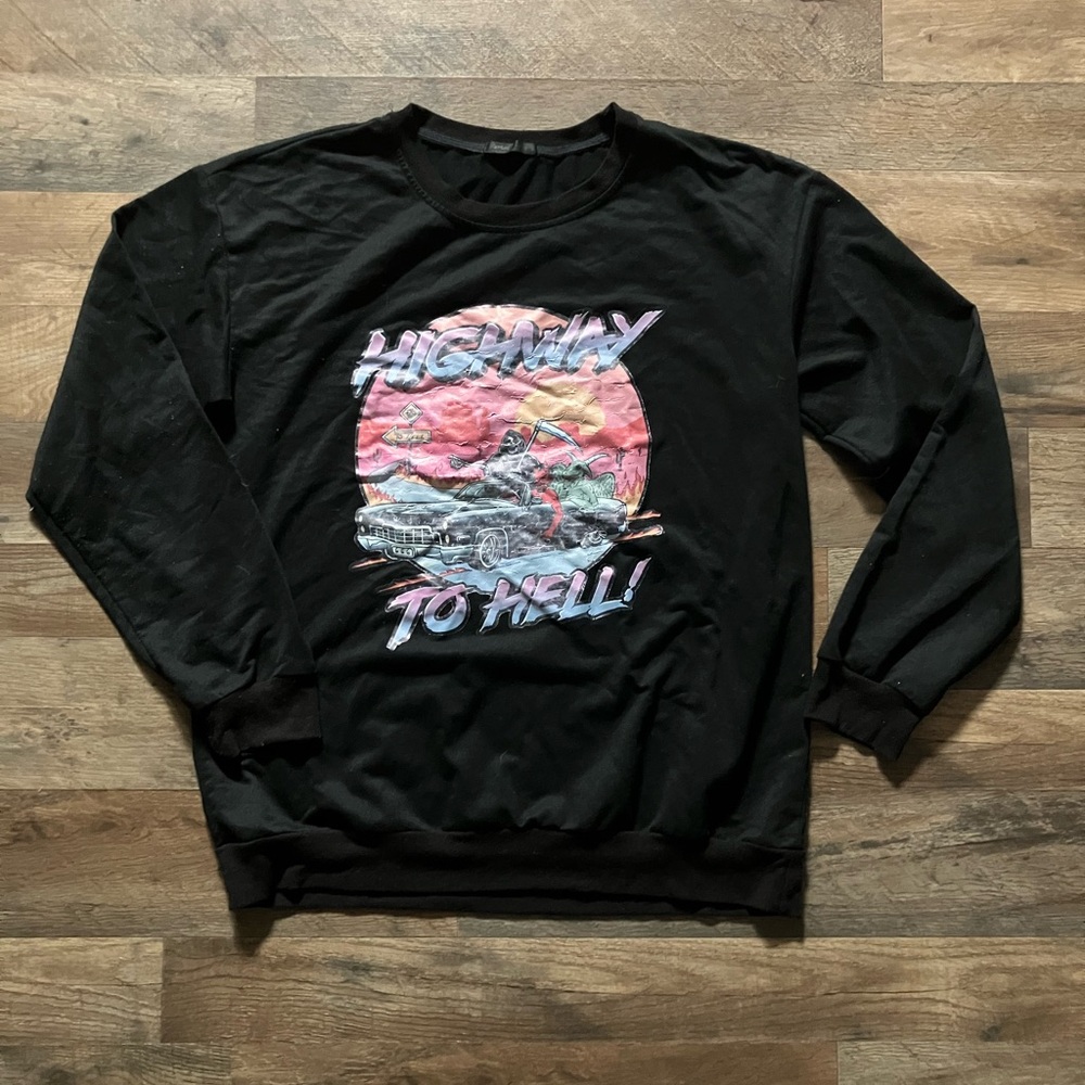 ROMWE Black Graphic Men's Crewneck Sweater